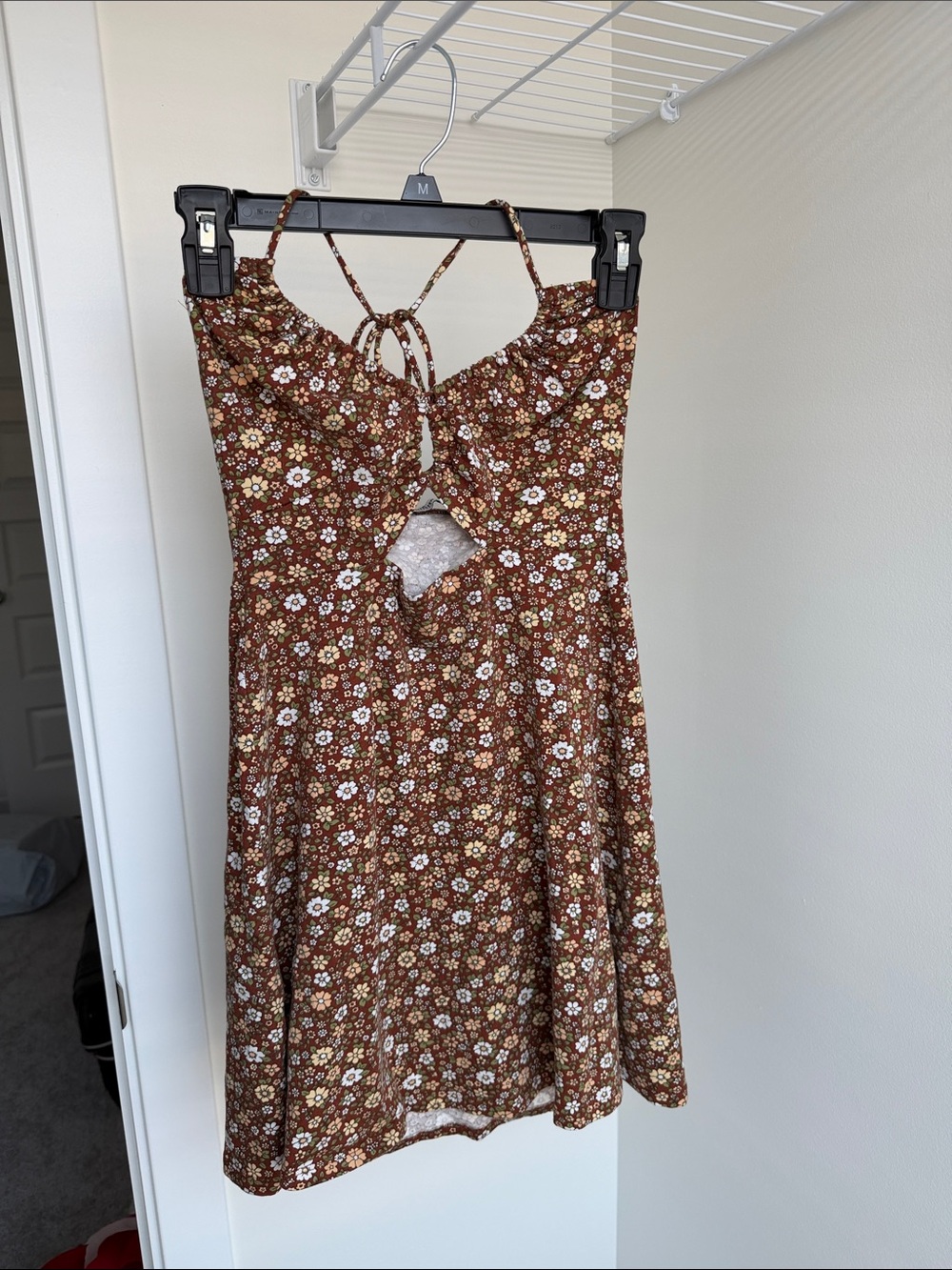 Hollister Brown Floral Tie-Back Sundress